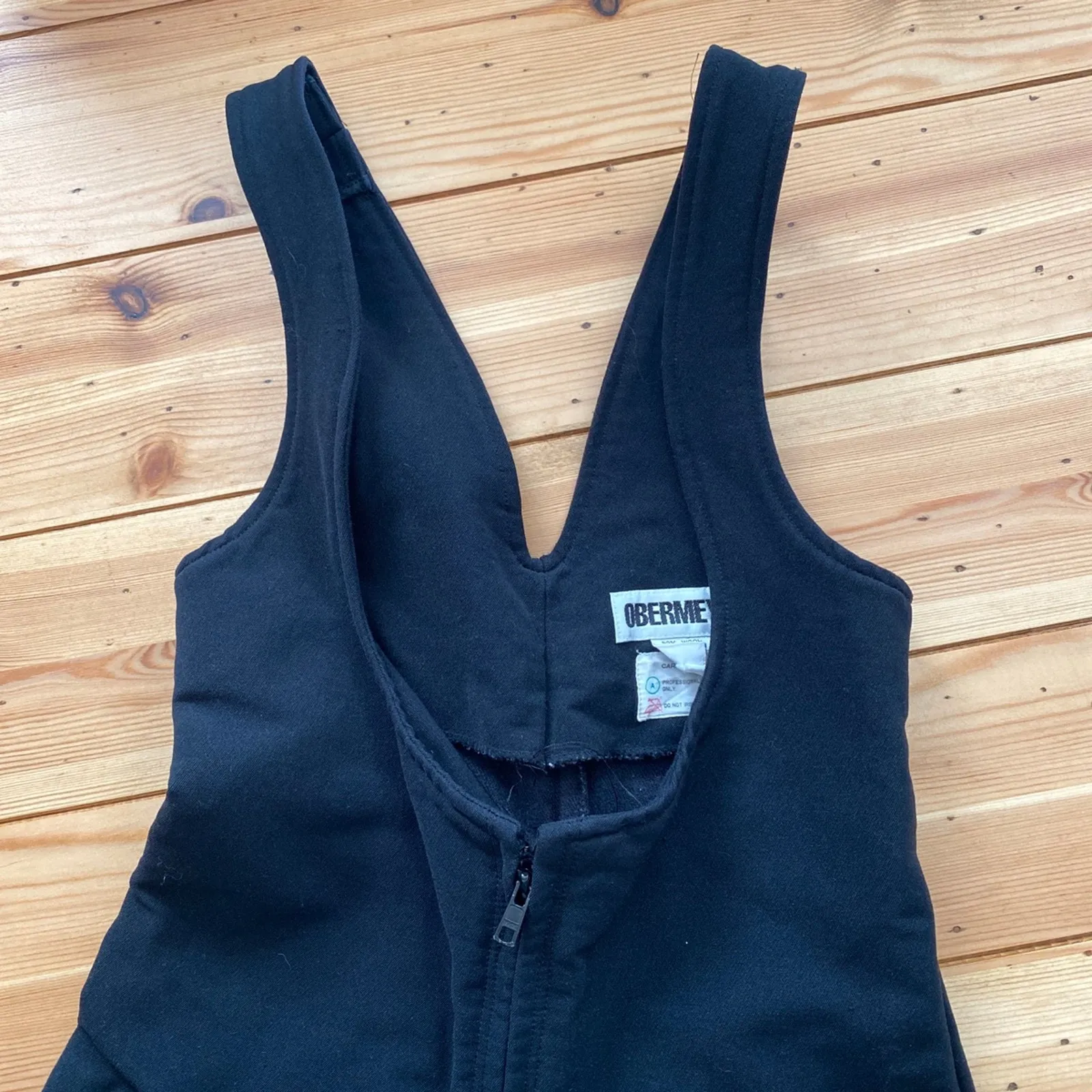 1980s Obermeyer Black Wool Stretch Ski Bib Overalls small 4 - Image 4