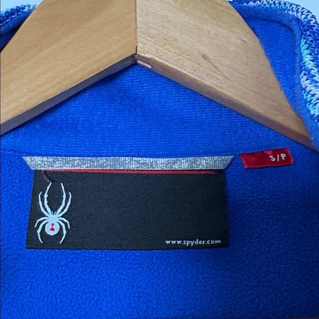 Spyder Blue Space Dyed Full Zip Fleece Lined Knit Jacket with Pockets Size S - Image 7