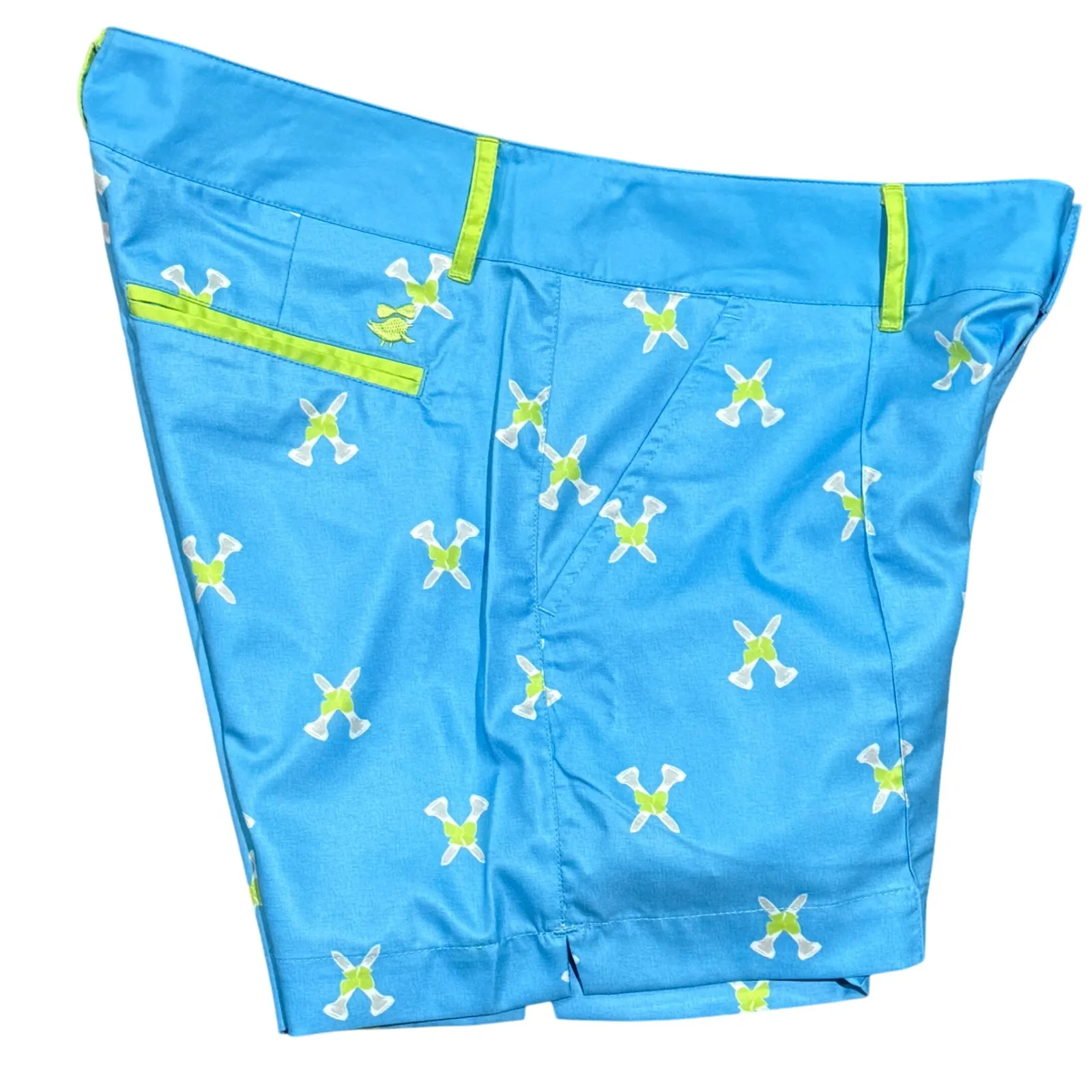 Birdies And Bows Womens Blue Golf Shorts All Over Club Print Size 6 - Image 3