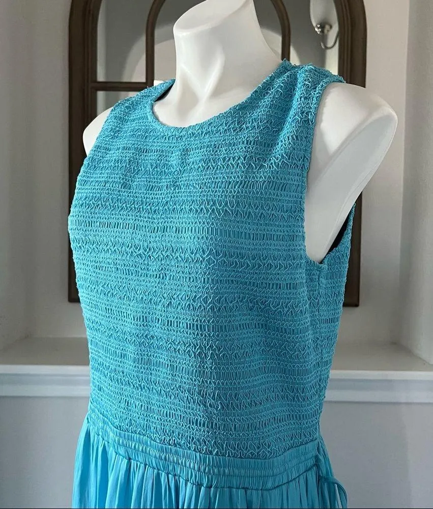 Dolan Smocked Bodice Maxi Dress Ruffle Blue Aqua Size XL NWT $248 - Image 6