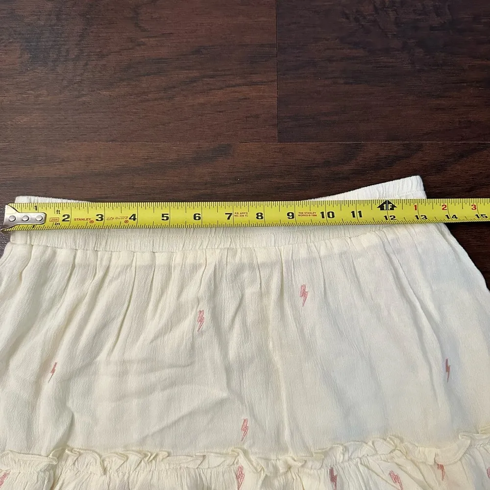 Storia Bolt cream tiered mini skirt with lightning bolts size M NWT - Image 8