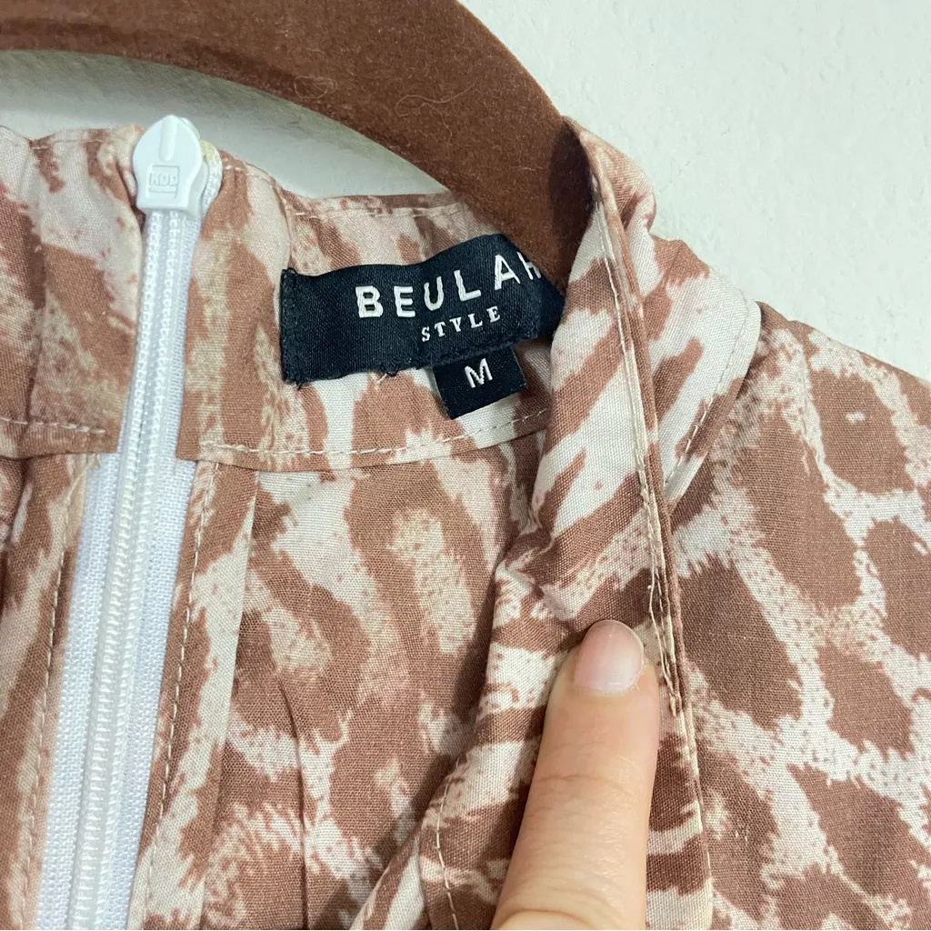 BEULAH Style Leopard Print Flutter‎ Sleeves Belted Mini Dress Size Medium - Image 4