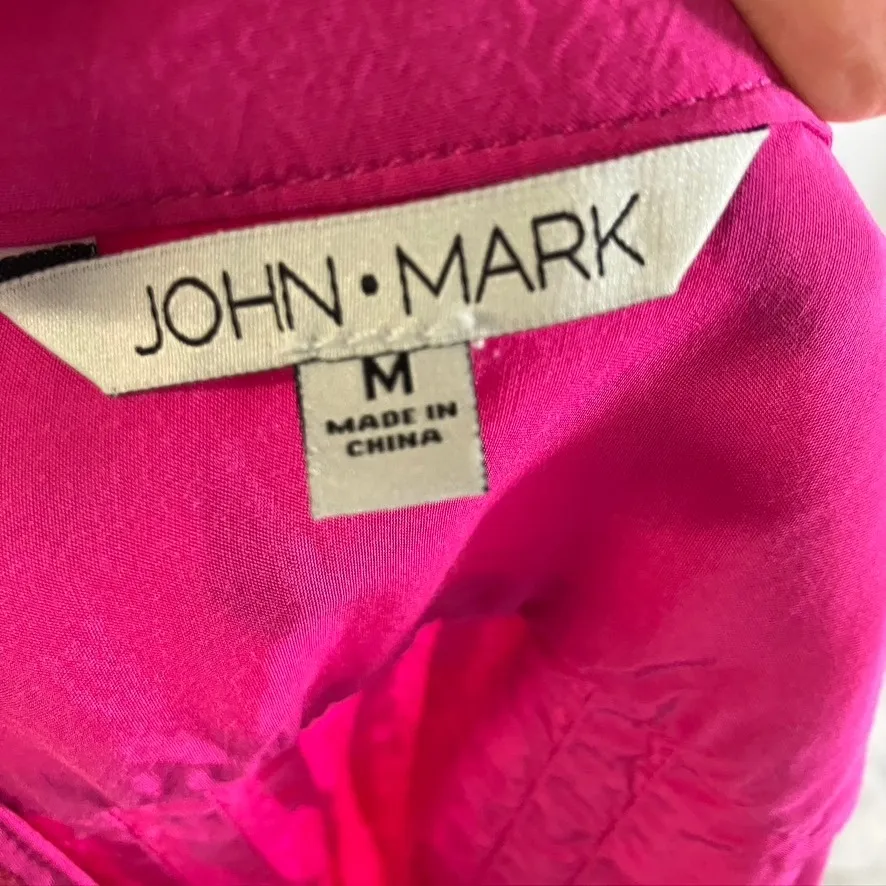 John Mark Women's Medium Button Up Embroidered‎ Tunic Top Pink Blouse Boho Chic - Image 12