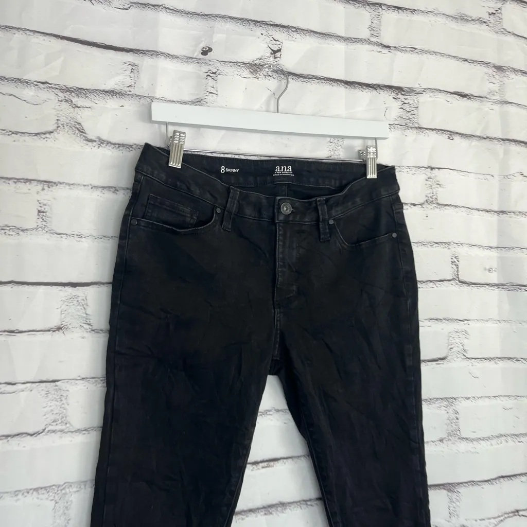 a.n.a. A New Approach Faded Black Mid Rise Skinny Jeans Women’s 8 Stretch Denim - Image 3