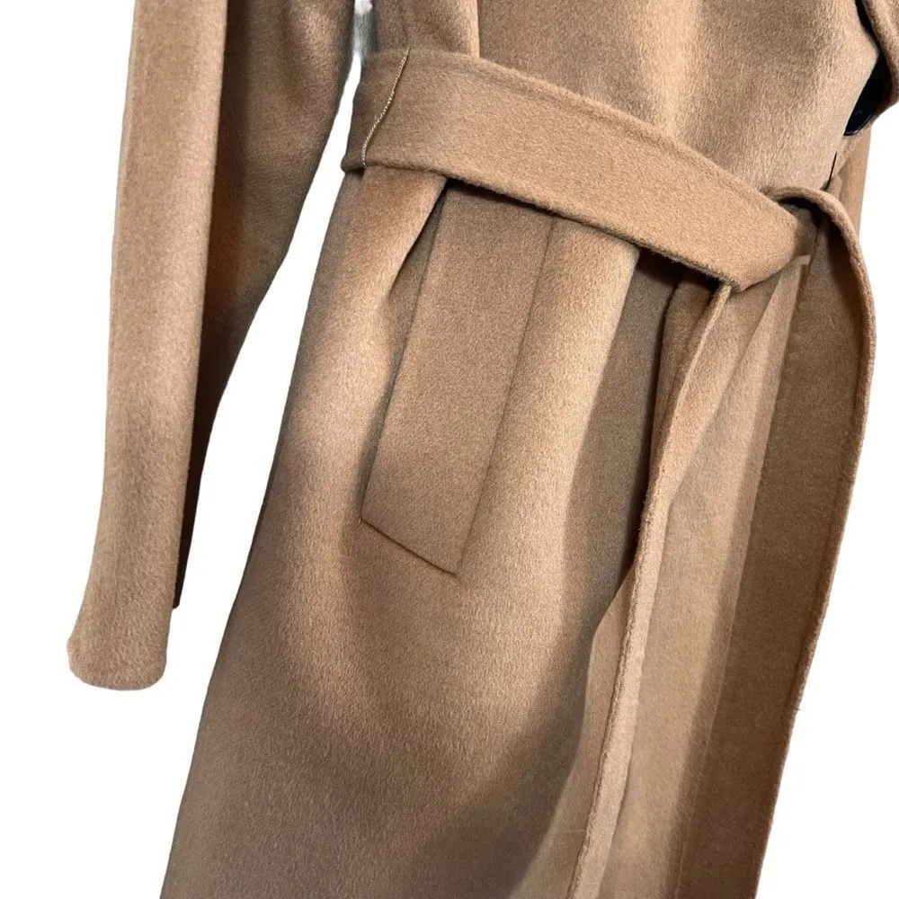 Zara Handmade Camel Beige Waterfall Wool Blend Draped Coat - Image 8