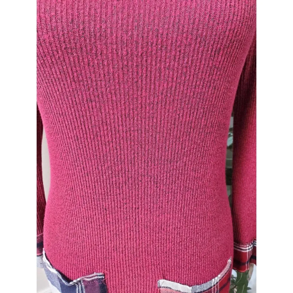 Staccato Women Maroon Polyester Round Neck Long Sleeve Knee Length Dress Small - Image 3