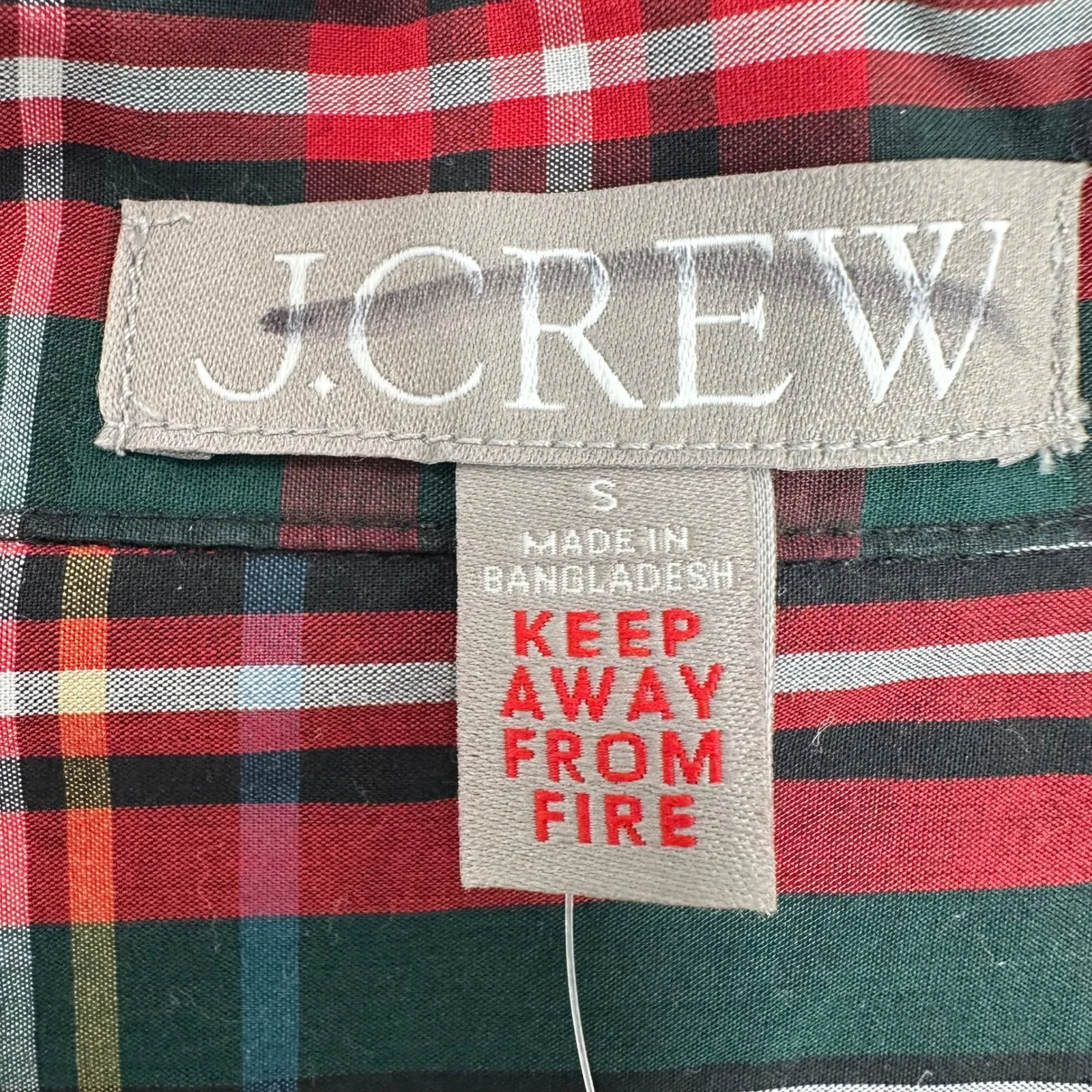 J. Crew Pajama Shirt Classic Red Green Blue Stewart Tartan Plaid Cotton NWT - Image 4
