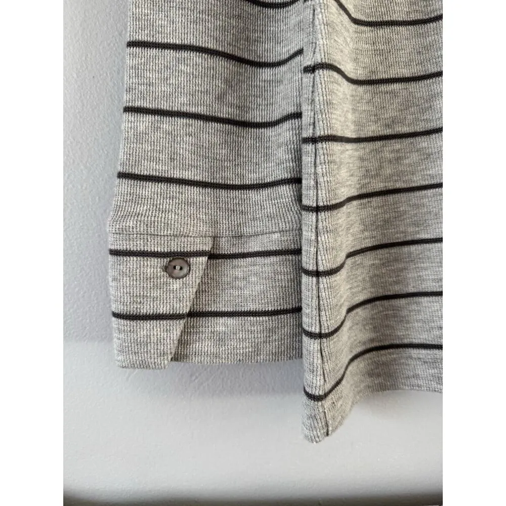 NWT J. Jill Gray Striped Waffle Knit Thermal Long Sleeve Thermal Top Pockets XS - Image 5