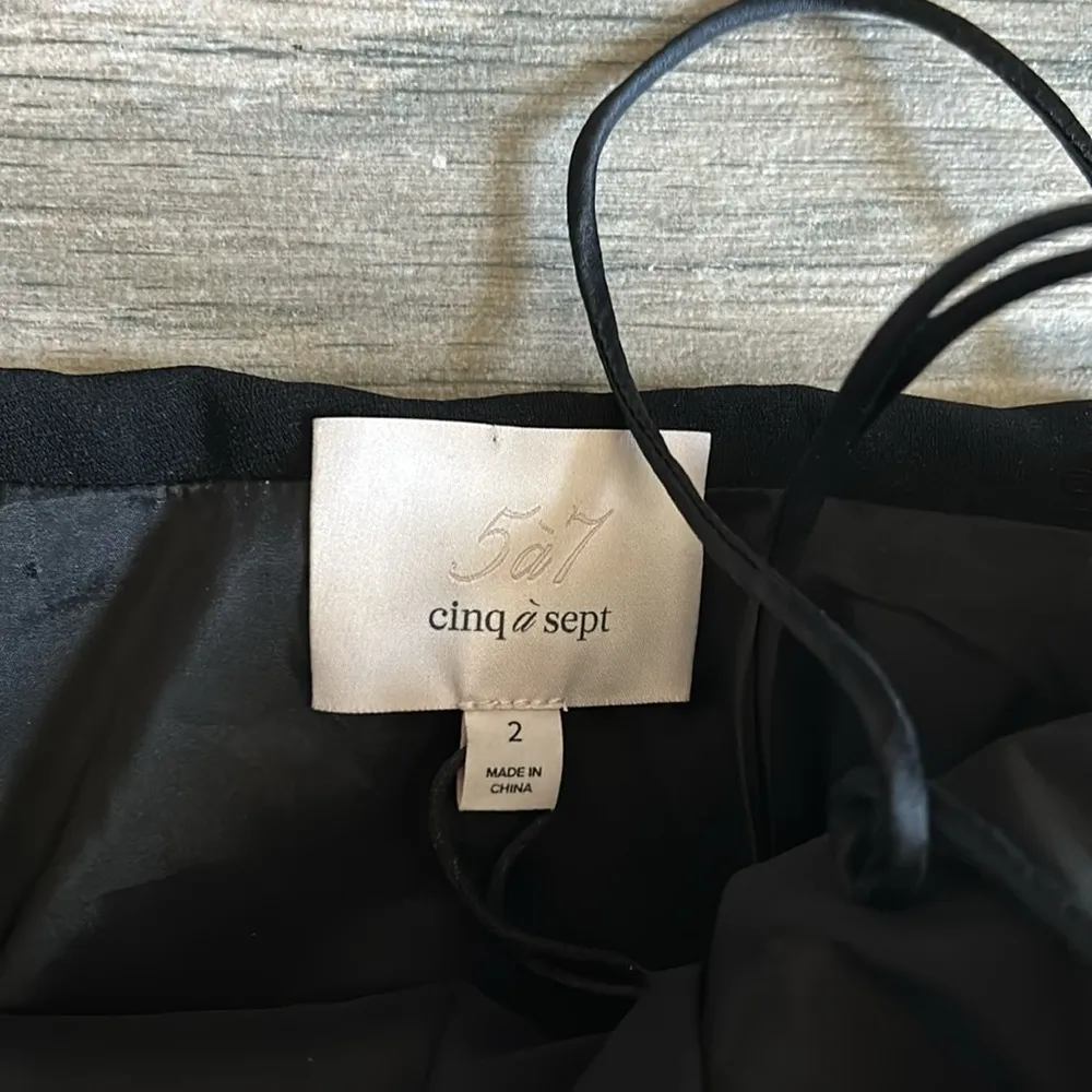 Cinq à sept black mini dress with wrap around skirt - Image 4