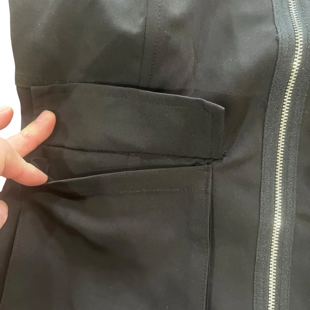 Like An Angel Womens Strapless Front Zip Black Crop Top Size XL Pockets Y2K - Image 2