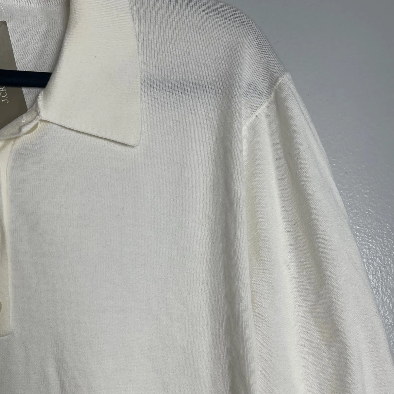J.CREW Short-sleeve Sweater-Polo Size XXL Ivory NEW Ultra-fine Cotton CG911 - Image 4