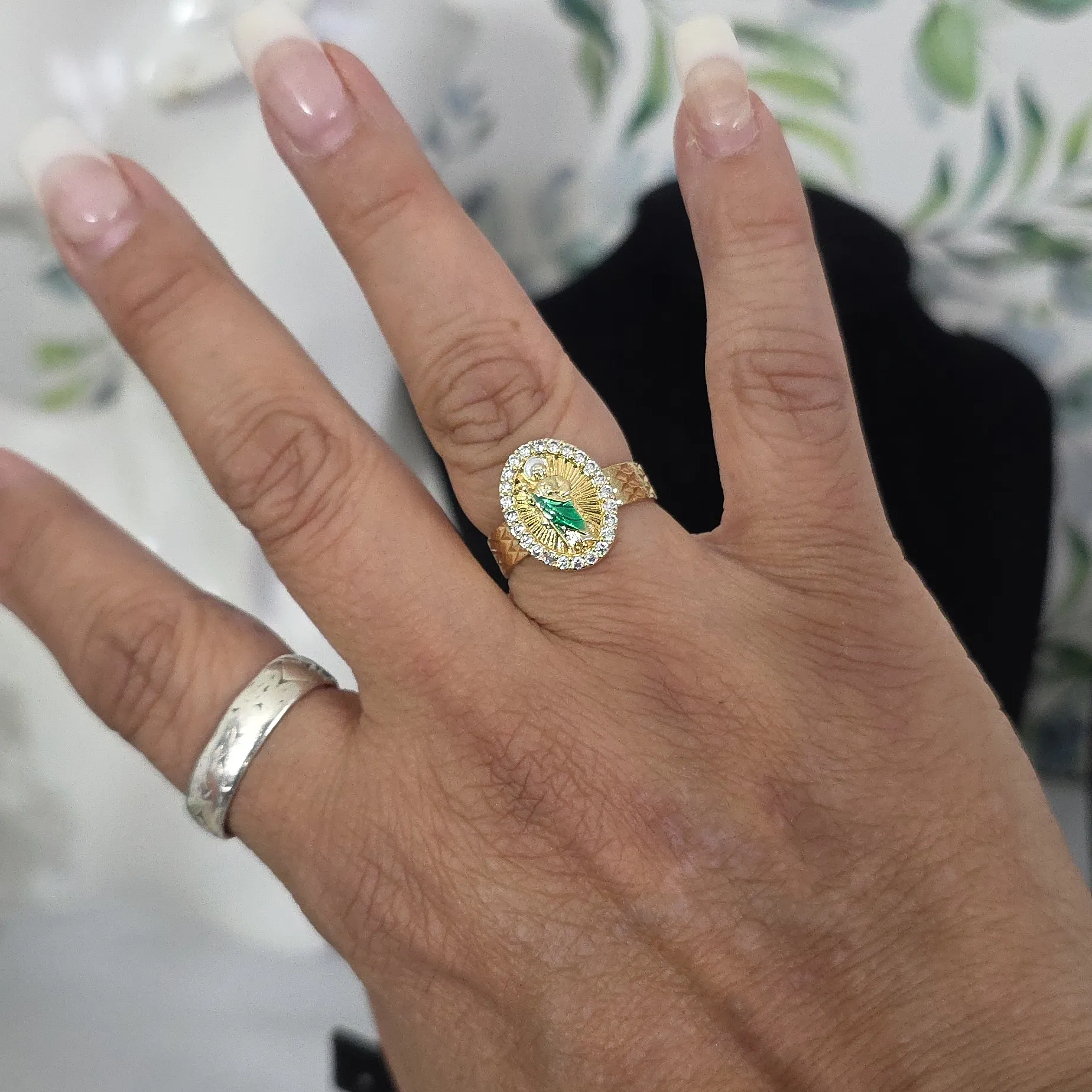 Gold Filled Ring St Jude Icon with Ciboc Zirconia Size 9 - Image 9