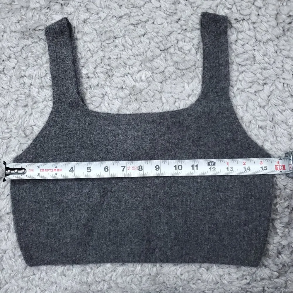 Everlane The Cozy Stretch Tank Crop Yak Wool Blend Large Heathered Charcoal Gray - Image 7