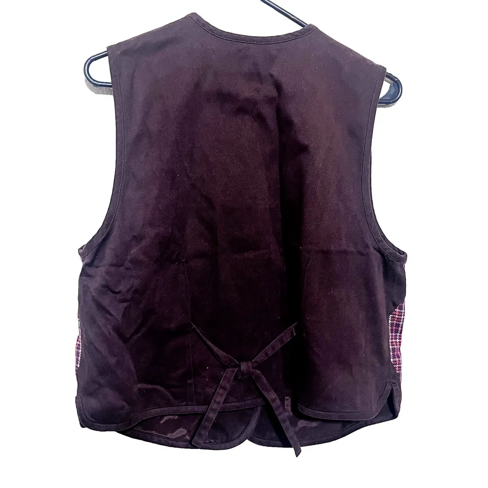 Vintage Bechamel Fall Vest Womens SZ M Embroidered Leaves Brown Argyle Size M - Image 5