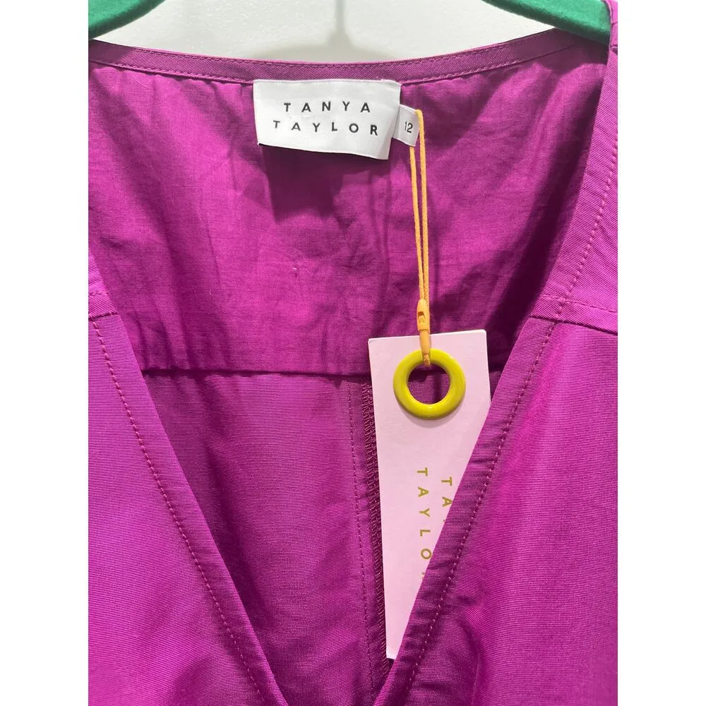 NWT Tanya Taylor Becca Puff Sleeve Belted Jumpsuit in Bougainvilea Purple Sz 12 - Image 4