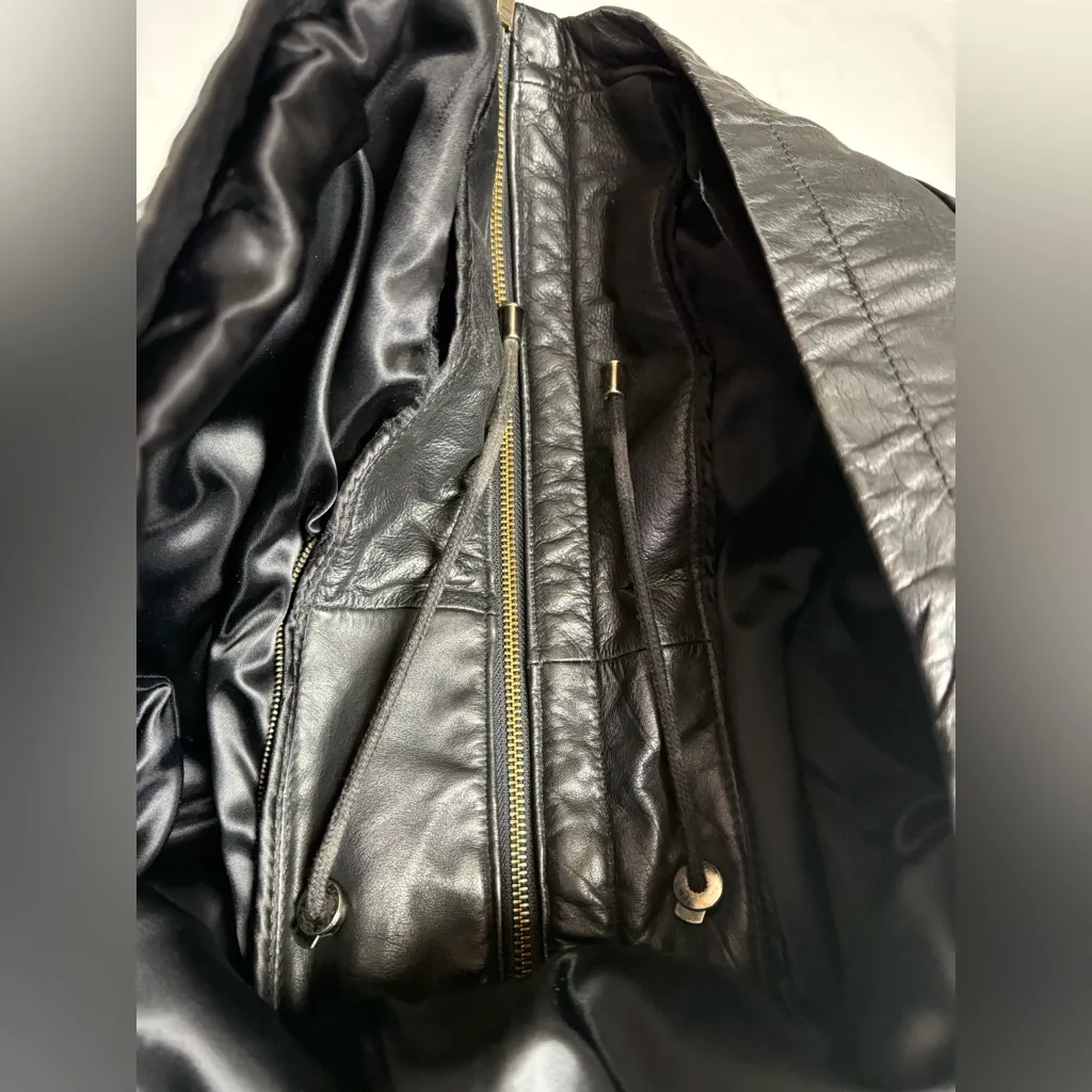 Vintage Wilson Leather Full Zip Drawstring Waist Jacket in Black Size Large - Image 7