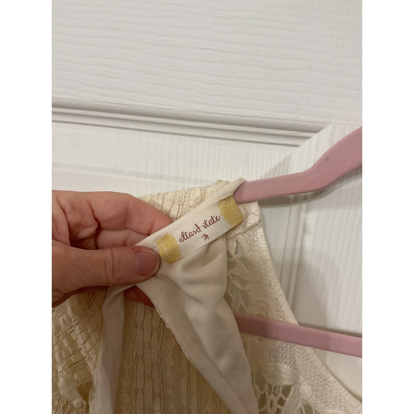 Altar’d State Cream Boho Embroidered Gauze Peasant Keyhole Tie Back Dress, M - Image 6