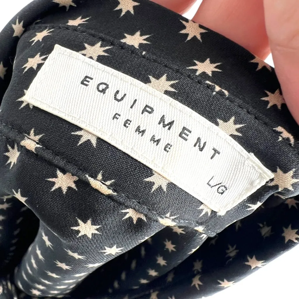 Equipment Silk Star Black White Button-Down Blouse Size Large - Image 10