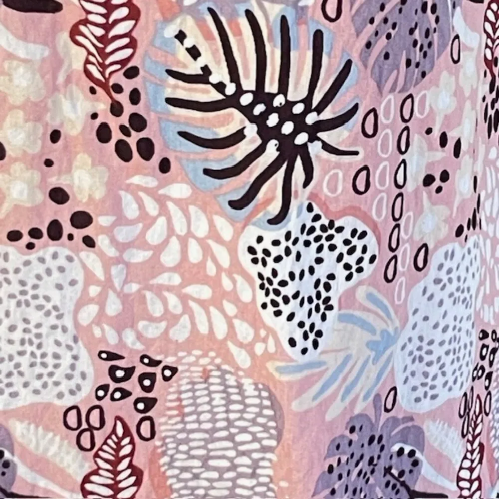 THML Ruffled Flutter Sleeve Tiered Tropical Floral Pink Mini Dress S/M - Image 3