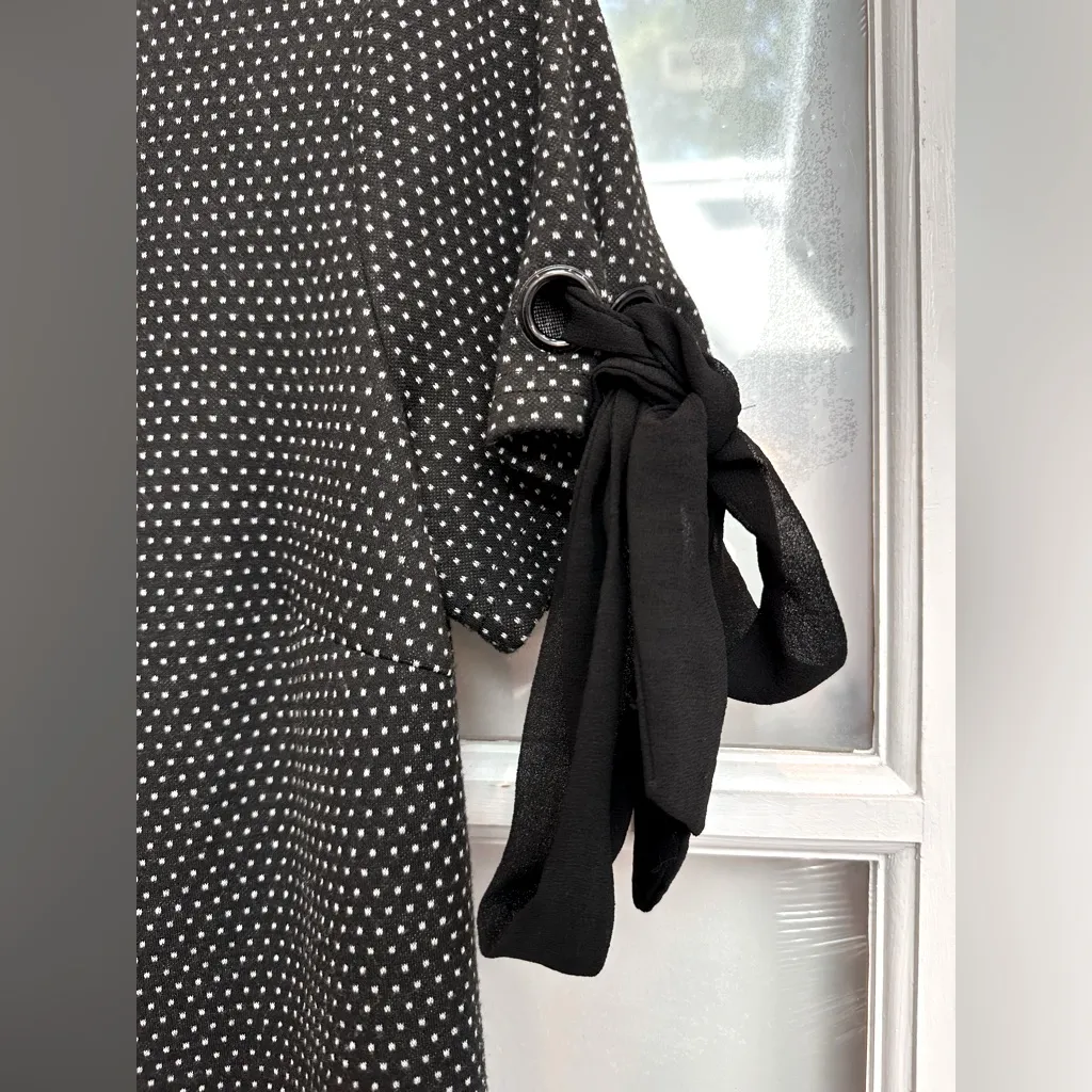 Anthropologie Hutch Black White Polka Dot Dress Bow Tie Pinup Rockabilly Size S - Image 4