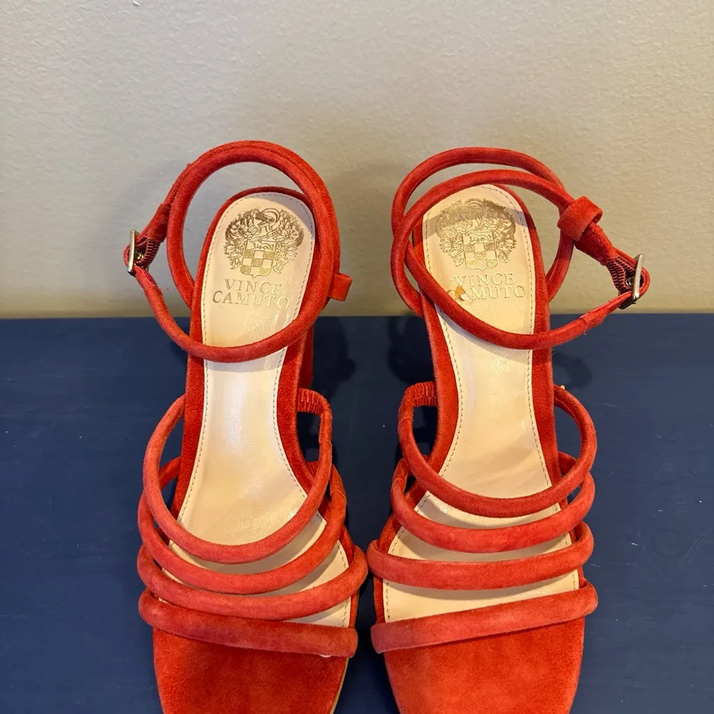 Scarlet red‎ strappy heels not to high just perfect - Image 2