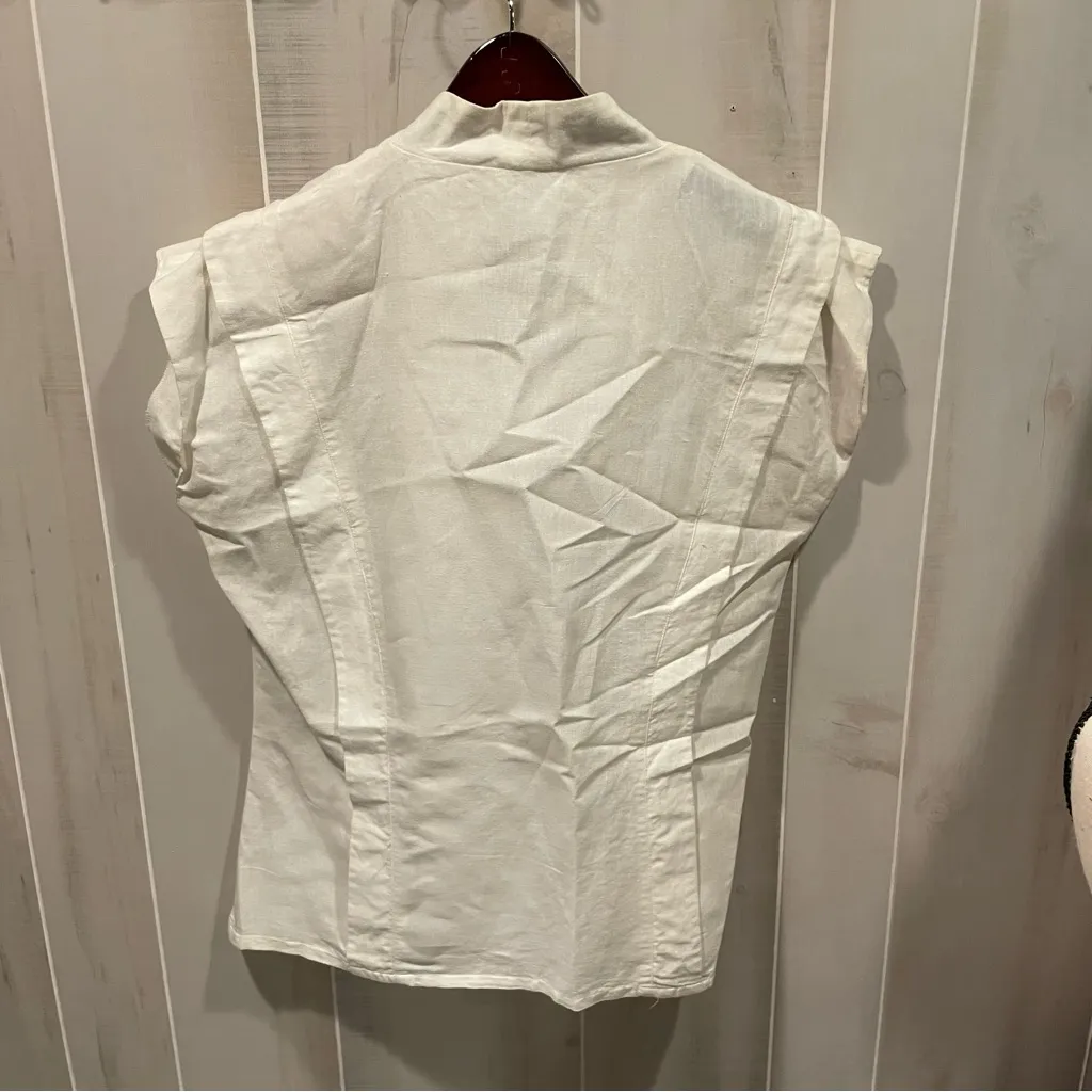 Vintage 80’s Oscar De La Renta white embroidered cap sleeve breezy boho blouse - Image 4