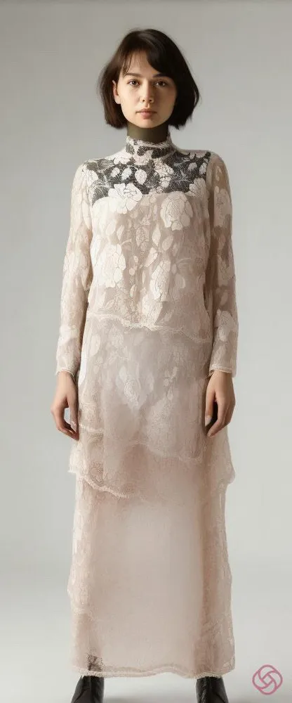 Rina Di Montella Vintage Lace Dress Pink Rhinestones Beaded Roses 12 - Image 2