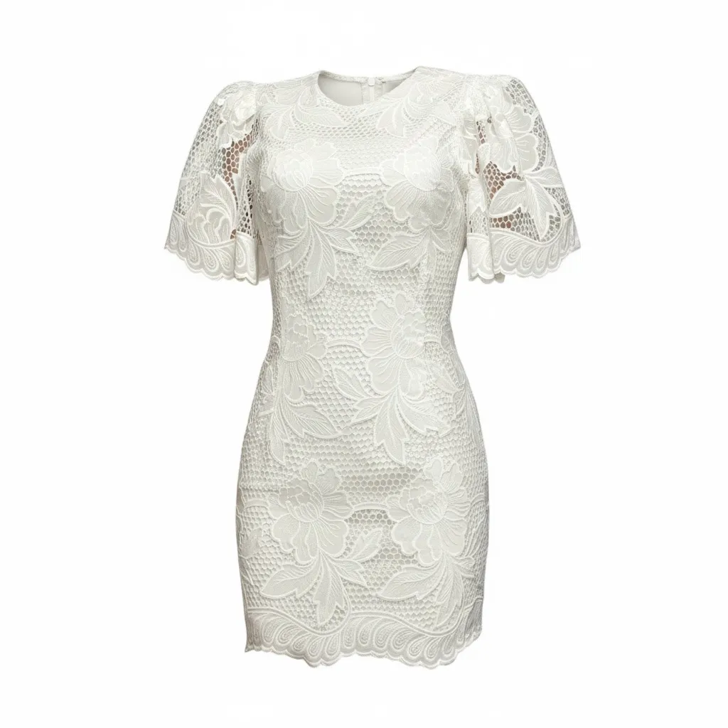 DELFI COLLECTIVE Alyssa Guipure Lace Mini Dress, White, XS White - Image 11