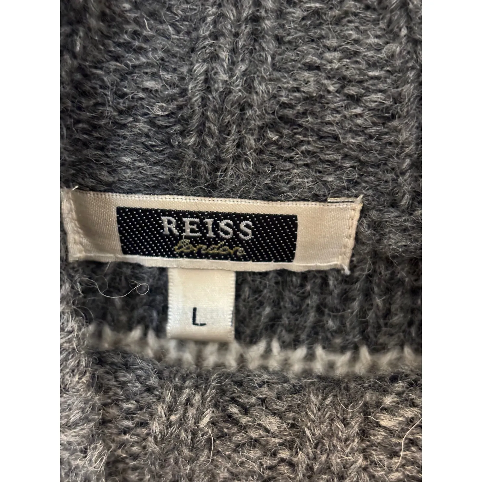 REISS Wool Fair Isle Mock Neck Sweater Size L - Image 4