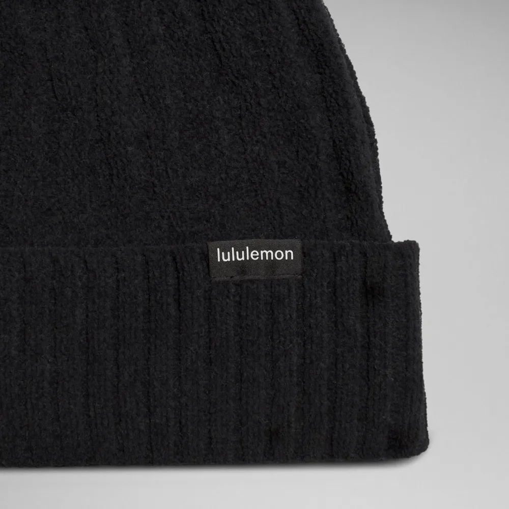 NWT Lululemon Women’s Cable Knit Pom Beanie Black - Image 3