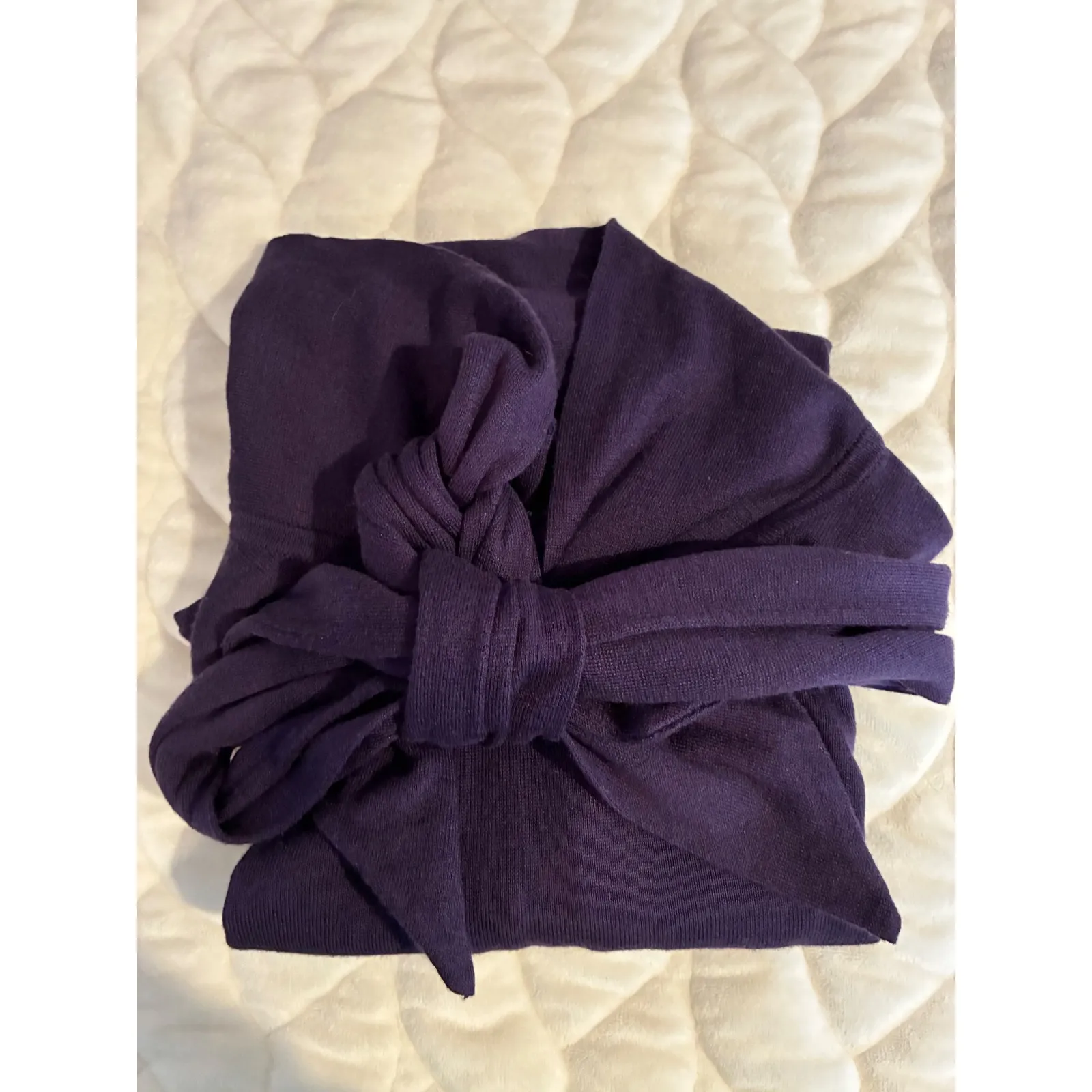 Lauren Ralph‎ Lauren Tie Neck Top Purple Silk Blend Long Sleeve Knit Cardigan-SP - Image 3