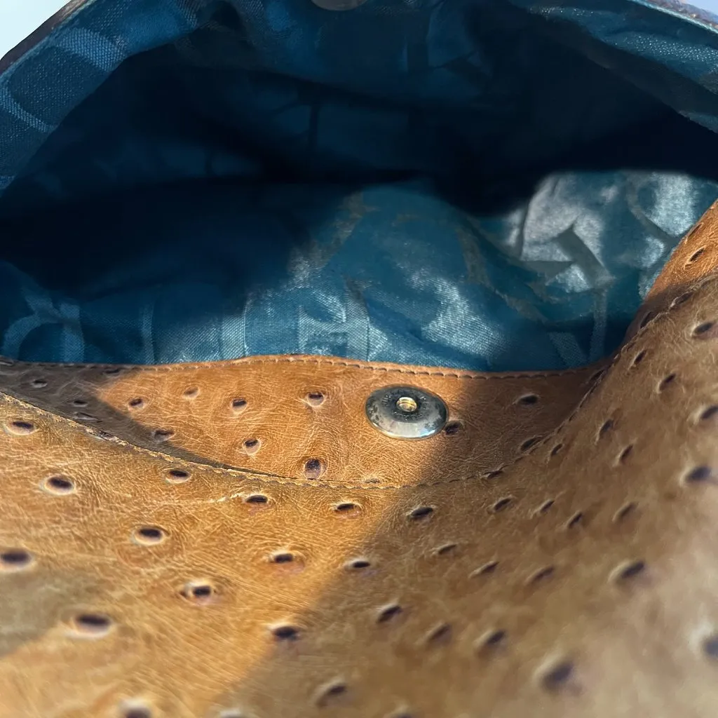 Furla Ostrich Leather 2-Way Top Handle Crossbody Bag - Preowned - Image 9