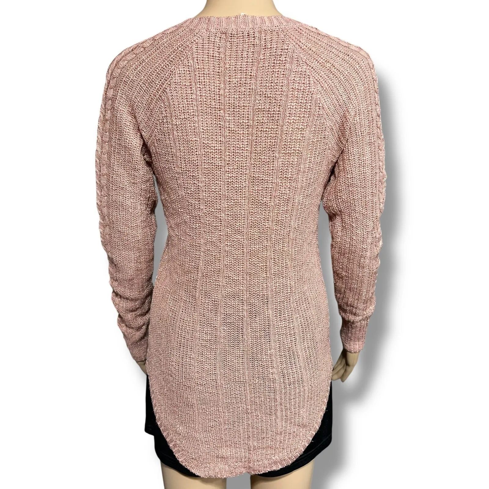 Pink Republic Womens Loose Knit Pullover Sweater Tunic Stretchy Mauve Pink Small - Image 3