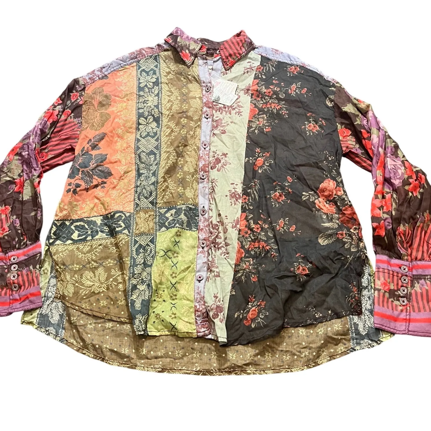 NWT Free People We The Free Flower Patch Berry Combo Sheer Shirt Size XS BOHO - Image 2