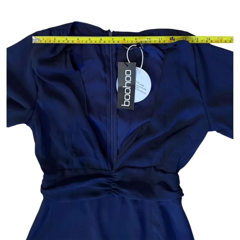 Boohoo Tall Women's Maxi Dress Size 4 Navy Blue Tiered Sleeve Formal - Image 6