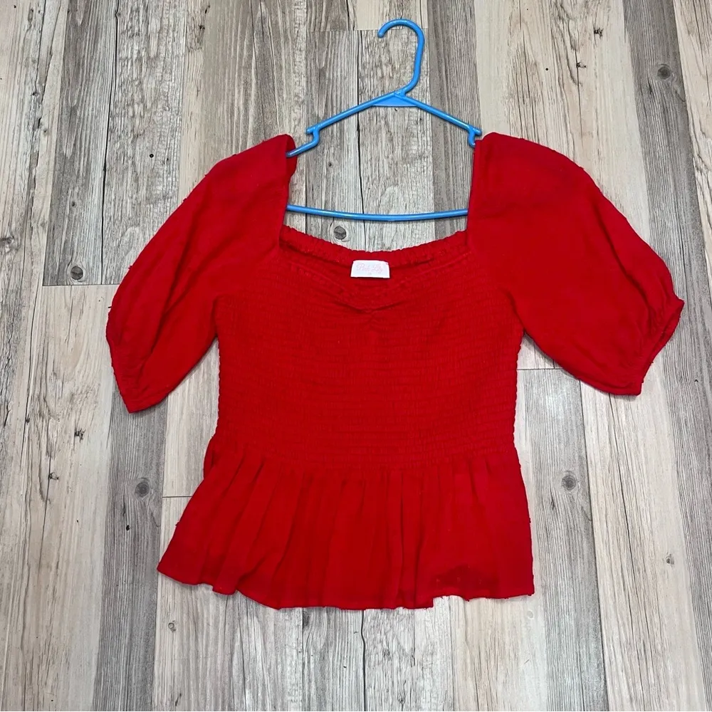 Pink Lily boutique Red smocked blouse size Medium - Image 7