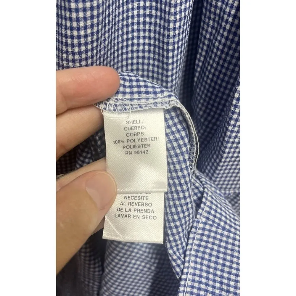 London Times NEW Women's Gingham Smocked Top Midi Dress Blue Size Medium - Image 9