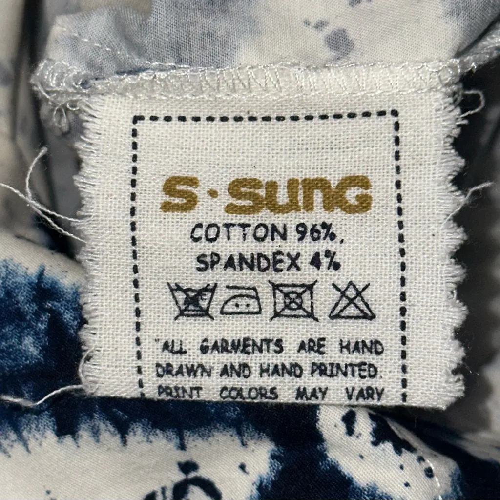 Samantha S Sung Women’s Size L Blue White Todaji Print Cotton Sheath Dress Size L - Image 6