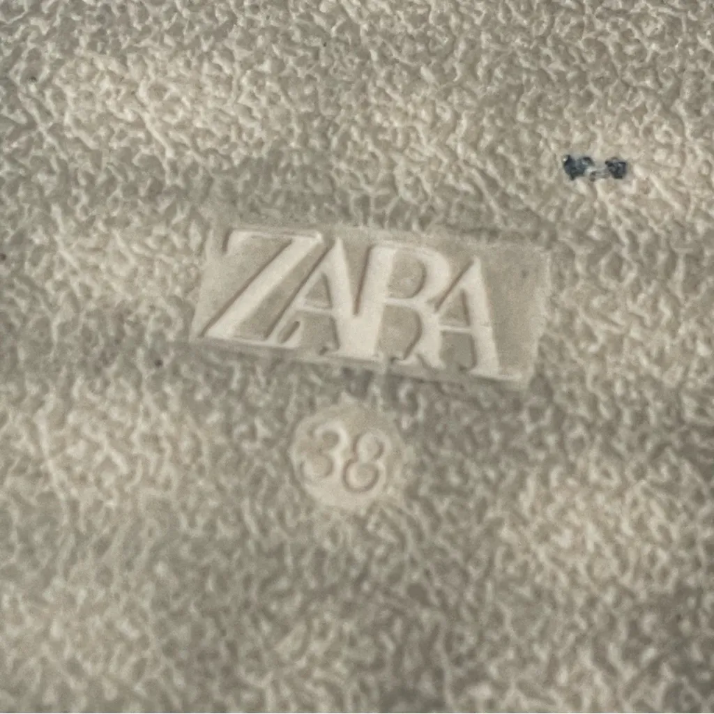 ZARA  Leather Platform Chunky Dad Sandals - Cream/Beige - Size 38 - Image 8