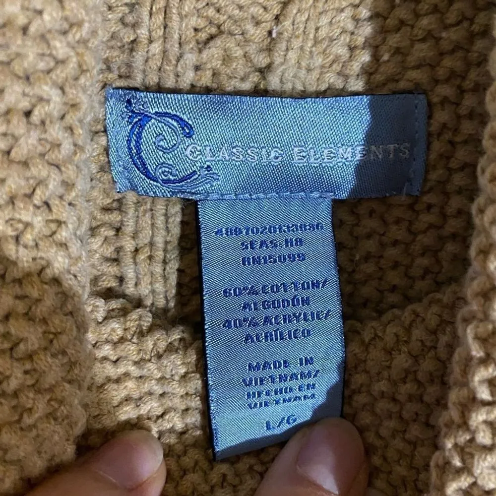 Classic Elements Turtleneck Sweater Multi Stitch Tan Large - Image 5