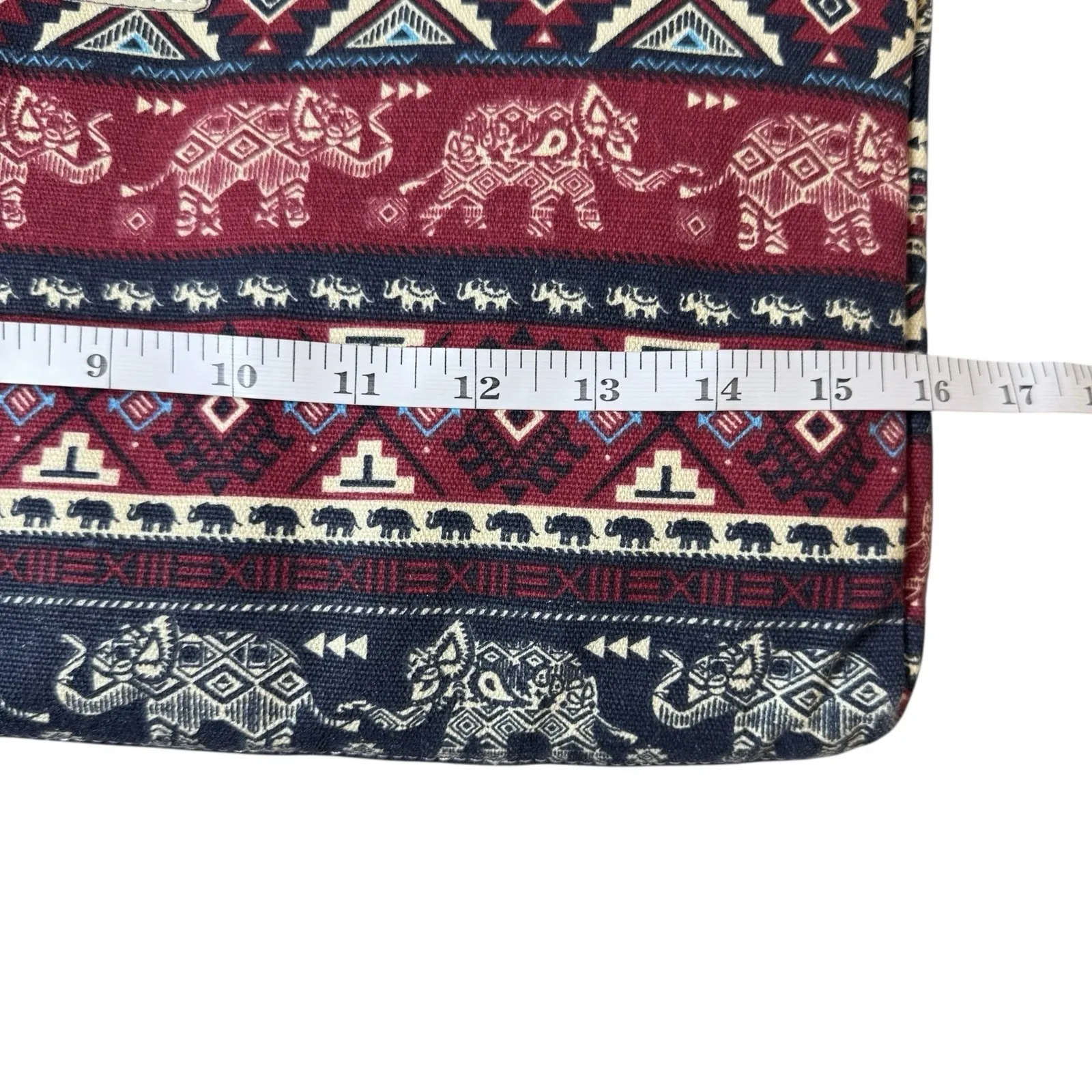 Dachee Laptop Shoulder Messenger Bag Red Elephant Pattern Canvas Waterproof 15" - Image 7