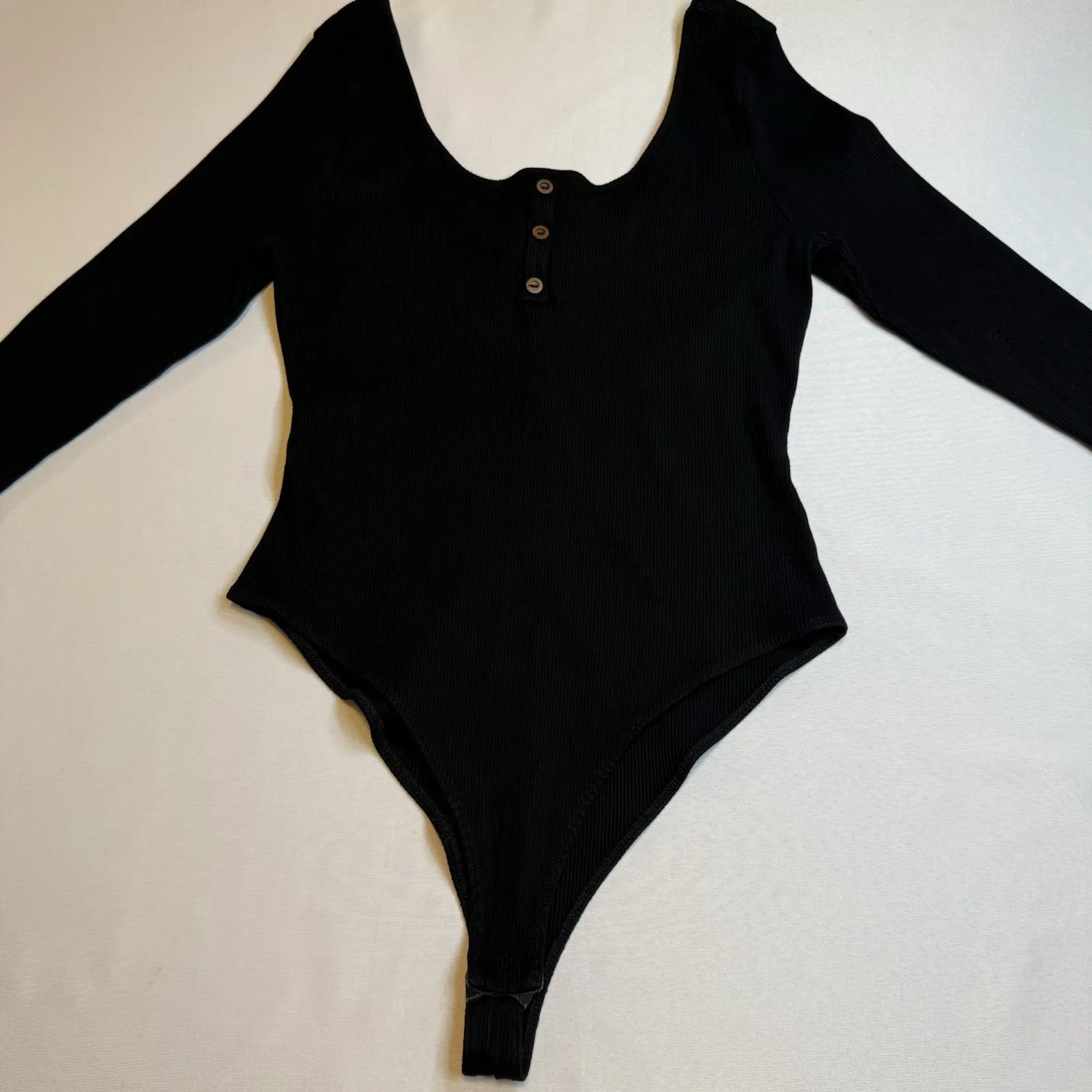 Charlotte Russe Black Scoop Neck Bodysuit Shirt Women Faux Button Down Plus 1X # - Image 2