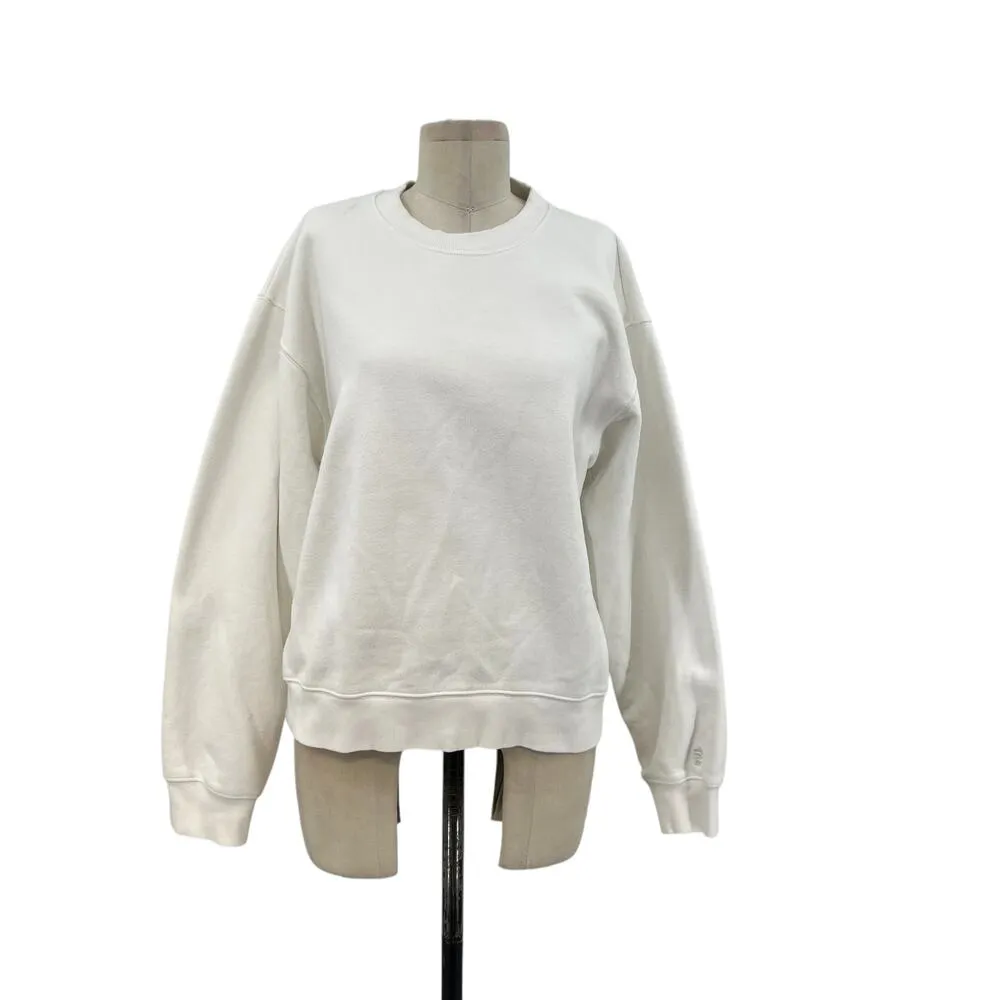 Aritzia Tna‎ Cozy Fleece Perfect Crew Sweatshirt Pullover White Size Large - Image 3