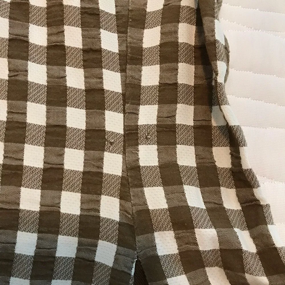 Vintage 1960s Gingham Pleated Dress White … Brown Size undefined - Image 13