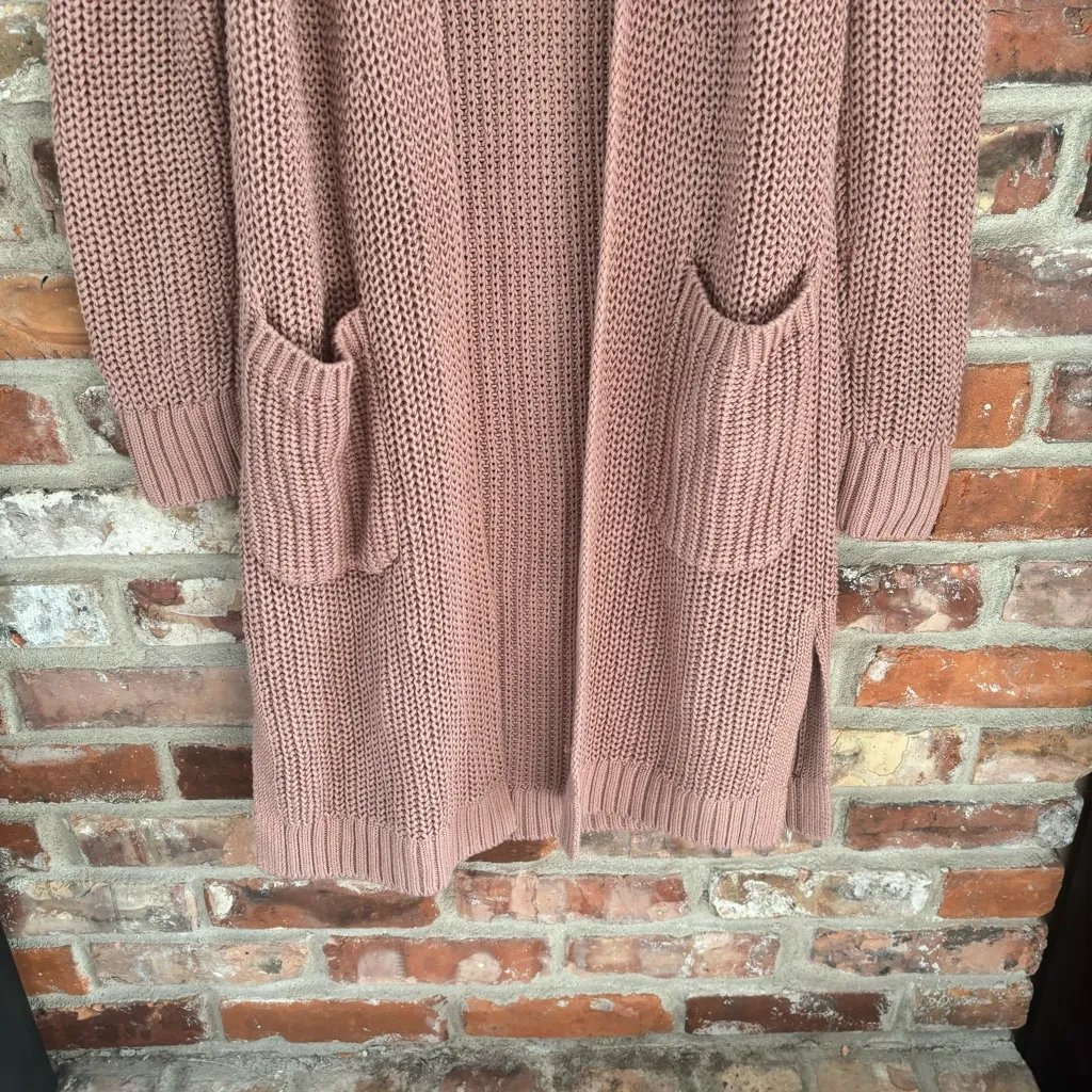 Lou & Gray Mauve Pink Knit Longline Cardigan Sweater, S - Image 5