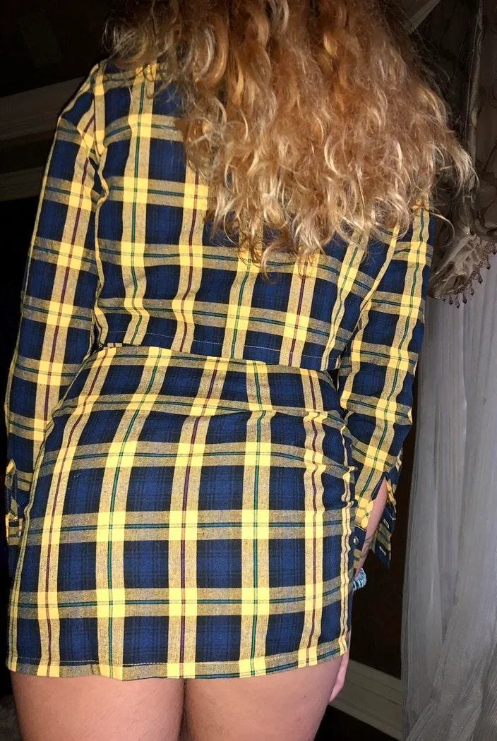Simple Plaid Skirt Set Mini Adorable Sexy - Image 3