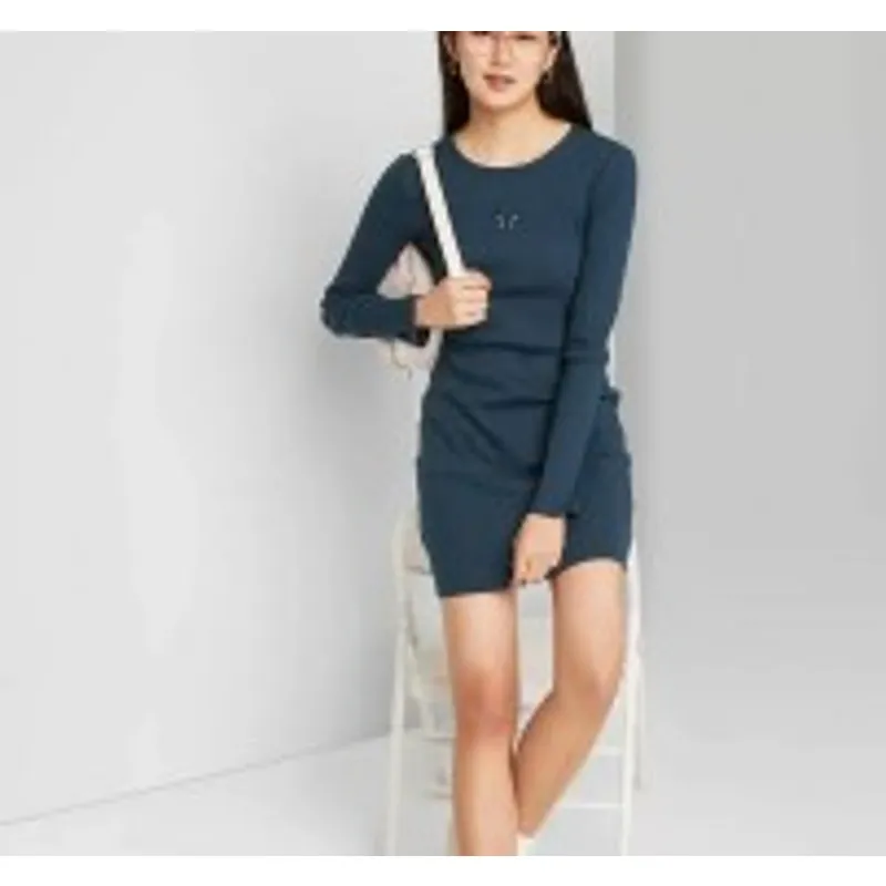 Wild Fable Women's Navy Long Sleeve Bodycon Dress - Size XS - NWT - Image 4