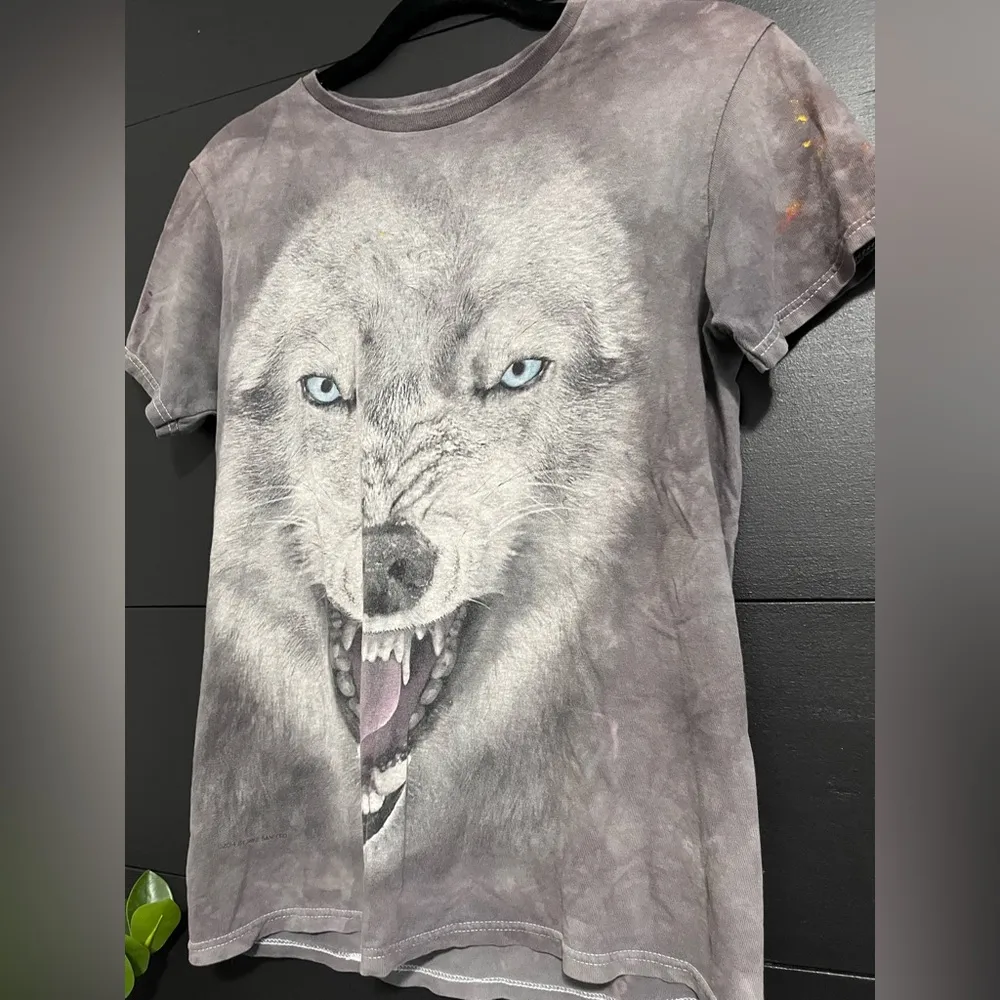 3D TEES Vintage Distressed WOLF Graphic Tee Unisex Adult Sz Small GUC Gray - Image 2