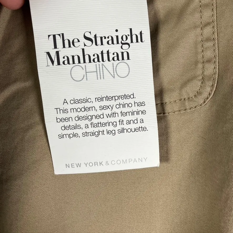 New York & Company Manhattan‎ Chino Straight Leg Khaki Pants Size 12 Average New Tan - Image 4