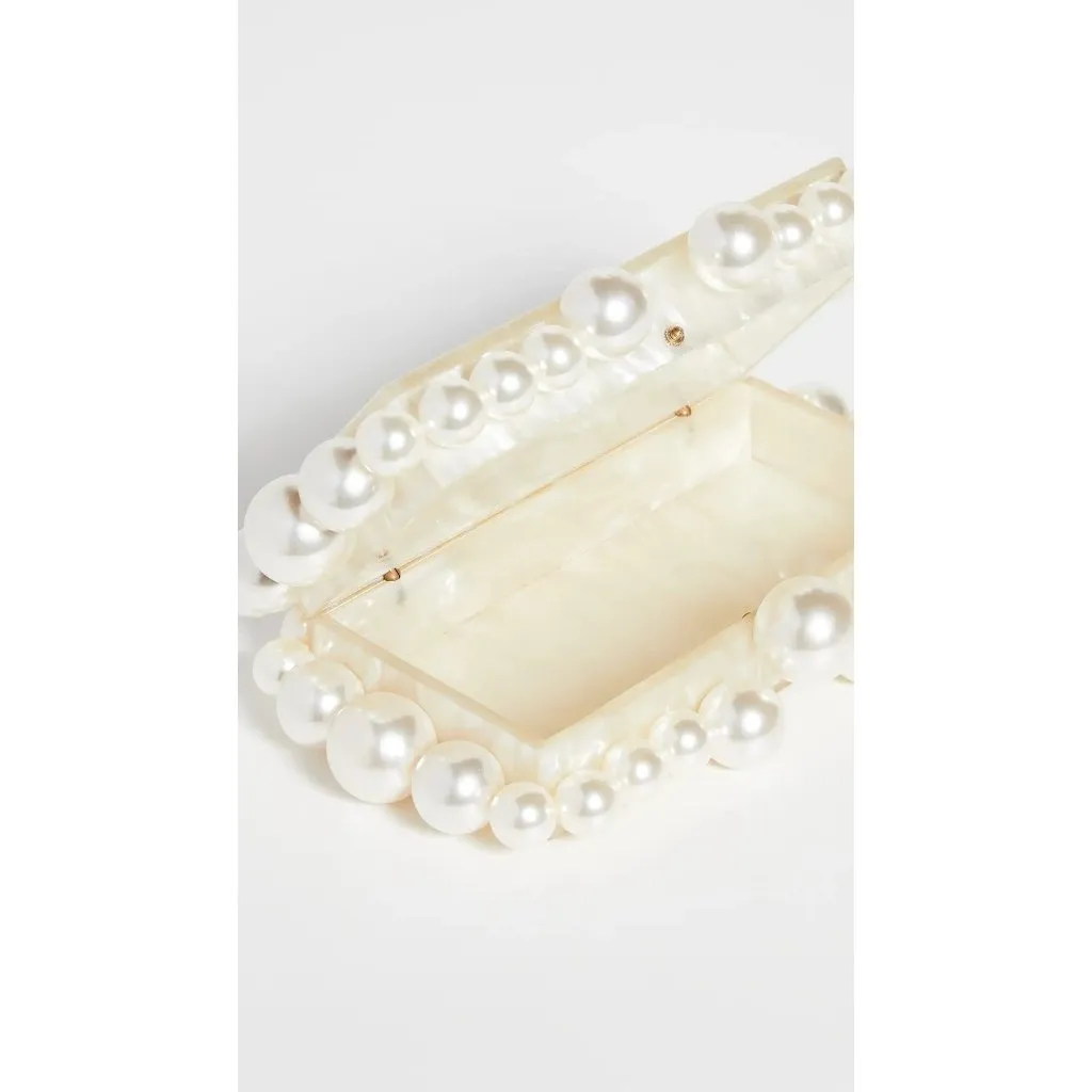 Cult Gaia Eos Beaded Acrylic Box Clutch in Pearl Woth Box Womens Ball Bag - Image 6